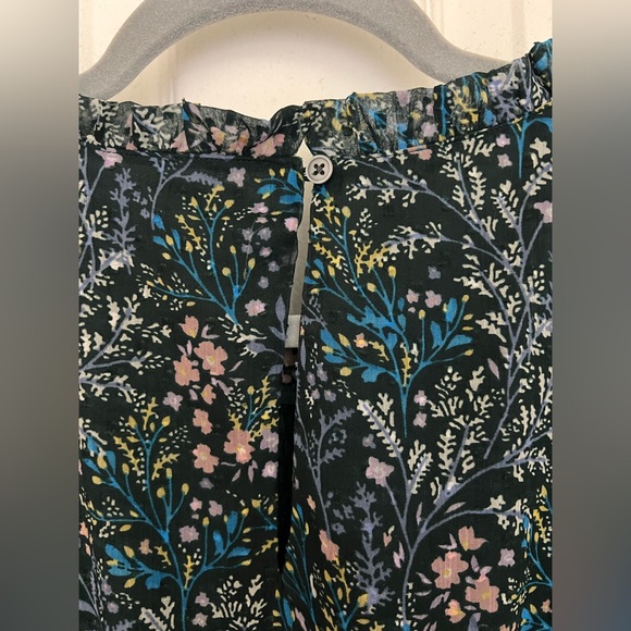 LOFT Green Smocked Floral Long Sleeve Mini Dress - Picture 5 of 9